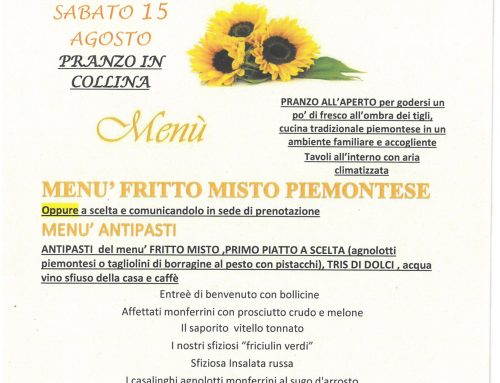 PRANZO DI FERRAGOSTO NEL NOSTRO FRESCO DEHORS ESTIVO. TRATTAMENTO ANTIZANZARE  GIOVEDI 15 AGOSTO PRENOTA IL TUO TAVOLO AL 349/6708878