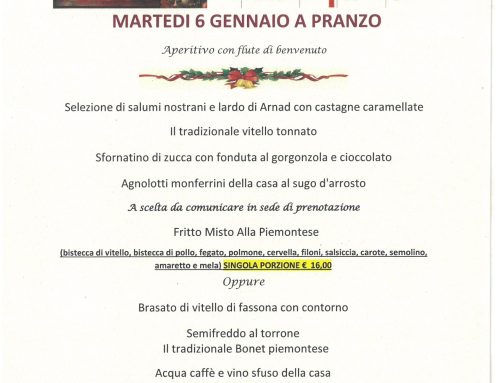 MENU’ DELL’EPINARIA !! MARTEDI 6 GENNAIO MENU’ FRITTO MISTO PIEMONTESE