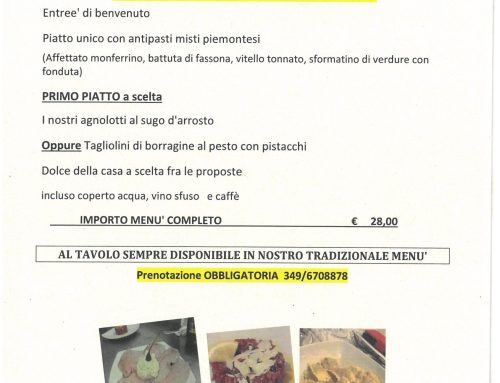SABATO 24 GENNAIO PRANZO E CENA  E DOMENICA 25  GENNAIO  PRANZO