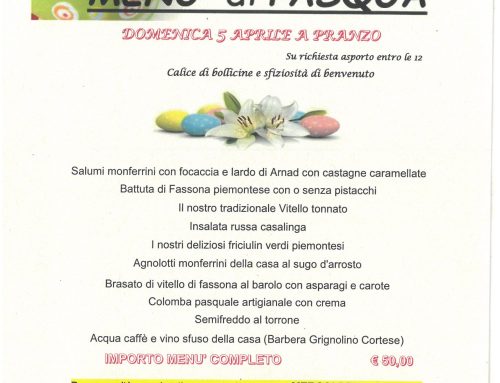 PASQUA E PASQUETTA IN COLLINA!!!    MENU PASQUA 2026. !! Ecco il nostro menu con tanti piatti per riscoprire il valore della tradizione monferrina E…LO STARE INSIEME