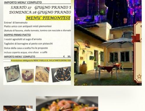 DUE EVENTI SPECIALI!! SABATO 27 GIUGNO MENU PAELLA E SANGRIA DOMENICA 28 GIUGNO UNA SERATA CON MUSICA LIVE